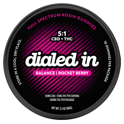 dialed in gumies cbg thc rocket berry 2:1